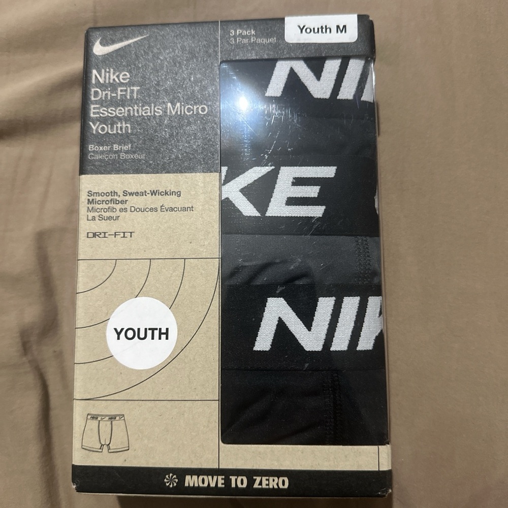 Nike Youth Black Dri-FIT Essentials Micro Boxer Briefs - 3 Pack